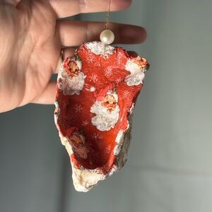 Handcrafted Festive Santa Oyster Shell Ornament